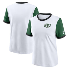 New York Jets Women's Rewind Ringer T-Shirt - White/Green T-shirts