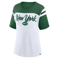 New York Jets Women's Cheer Chant Fashion Crop Top - White/Green Tops