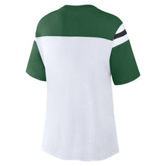 New York Jets Women's Cheer Chant Fashion Crop Top - White/Green Tops