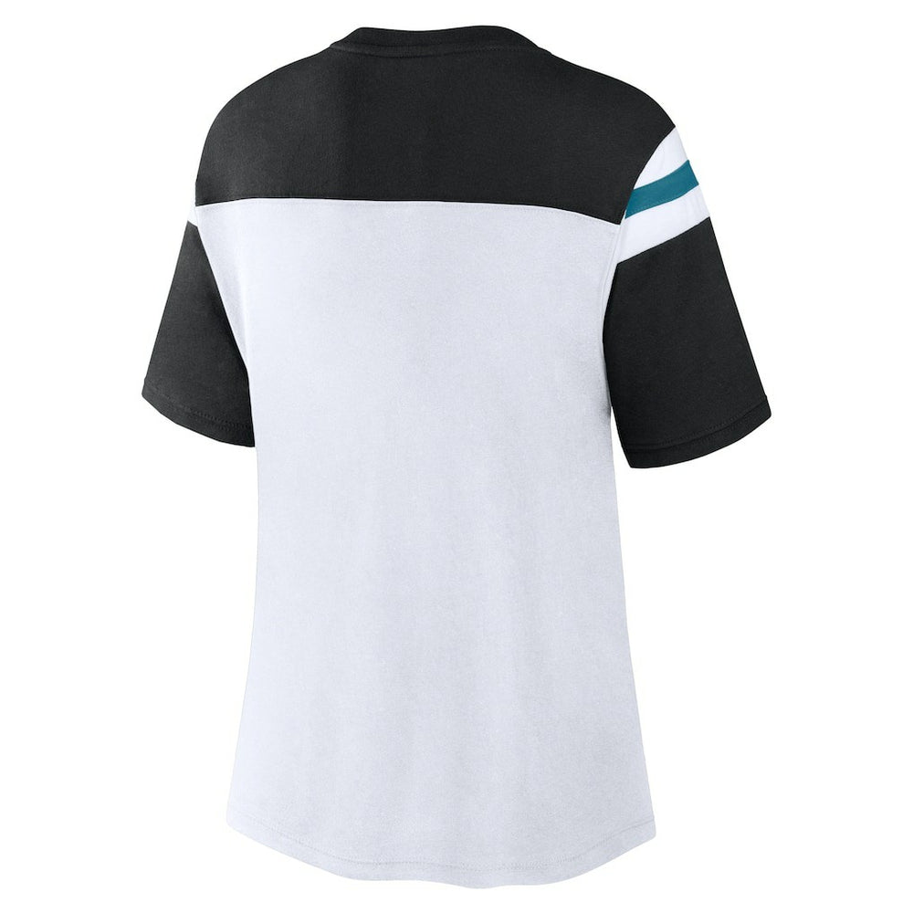 Jacksonville Jaguars Women's Cheer Chant Fashion Crop Top - White/Black Tops