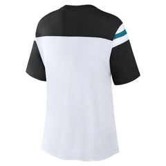 Jacksonville Jaguars Women's Cheer Chant Fashion Crop Top - White/Black Tops