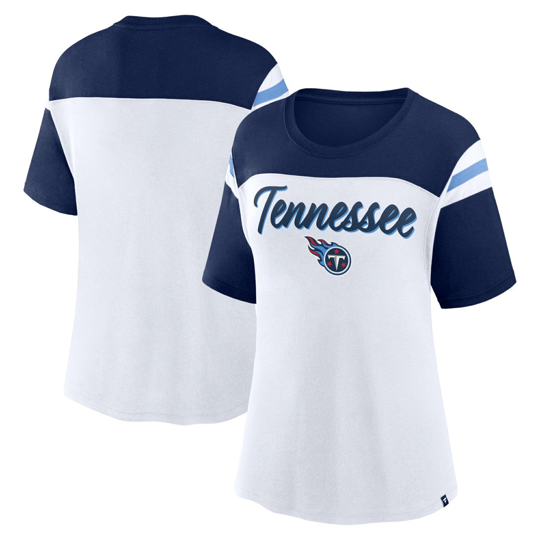 Tennessee Titans Women's Cheer Chant Fashion Crop Top - White/Navy Tops