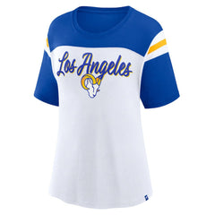 Los Angeles Rams Women's Cheer Chant Fashion Crop Top - White/Royal Tops