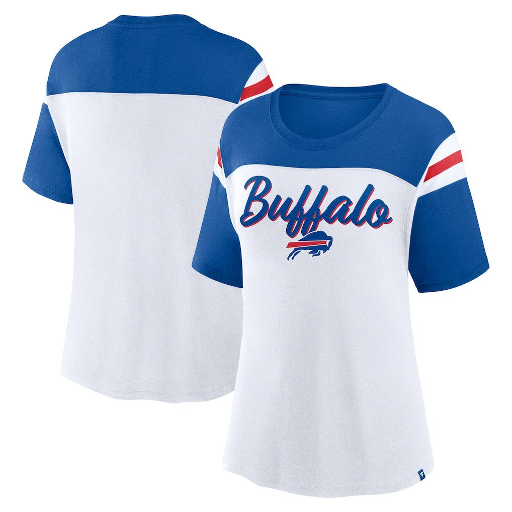 Buffalo Bills Women's Cheer Chant Fashion Crop Top - White/Royal Tops