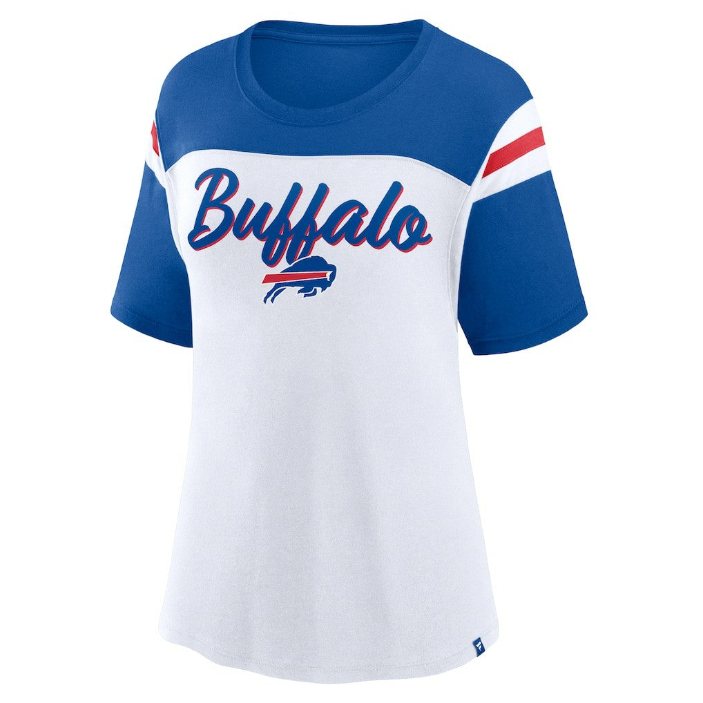 Buffalo Bills Women's Cheer Chant Fashion Crop Top - White/Royal Tops