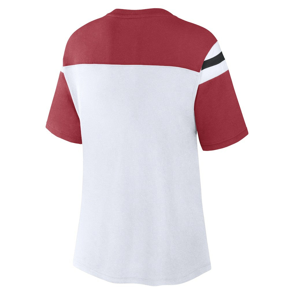 Arizona Cardinals Women's Cheer Chant Fashion Crop Top - White/Cardinal Tops