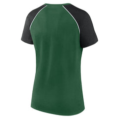 New York Jets Women's Glittered Primary Raglan T-Shirt - Green/Black T-shirts