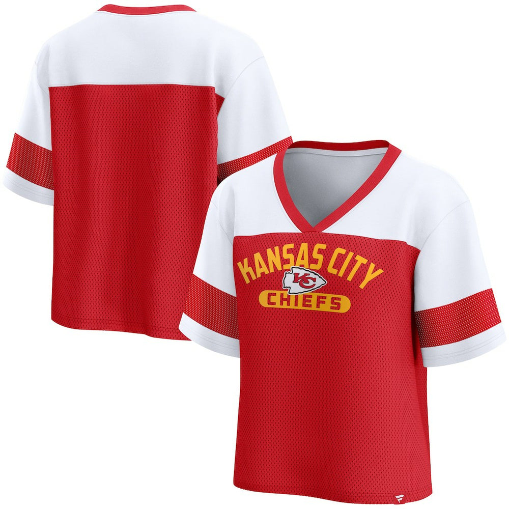 Kansas City Chiefs Women's Homeschool Jersey Poly V-Neck
Fashion Top - Red/White Jerseys