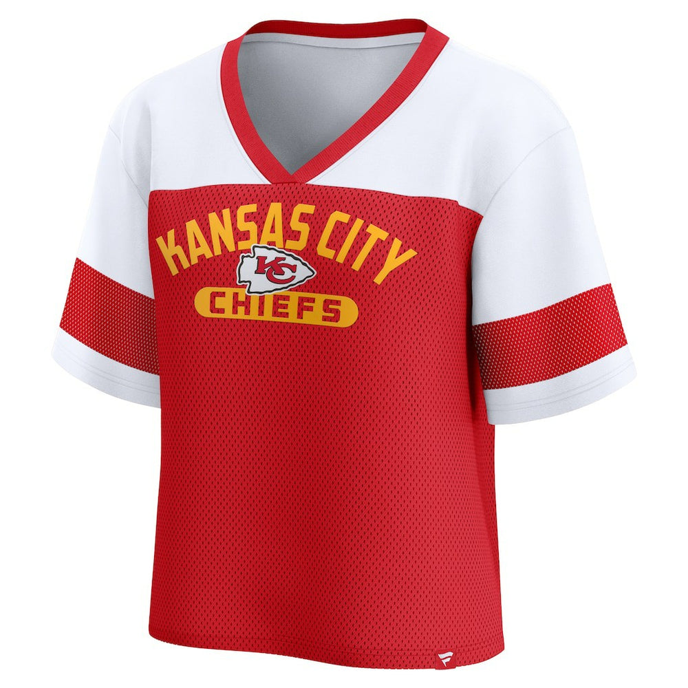 Kansas City Chiefs Women's Homeschool Jersey Poly V-Neck
Fashion Top - Red/White Jerseys