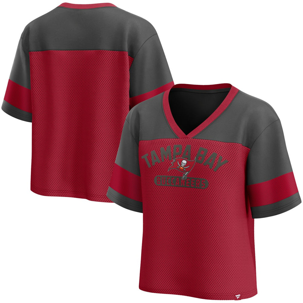 Tampa Bay Buccaneers Women's Homeschool Jersey Poly V-Neck
Fashion Top - Red/Pewter Jerseys