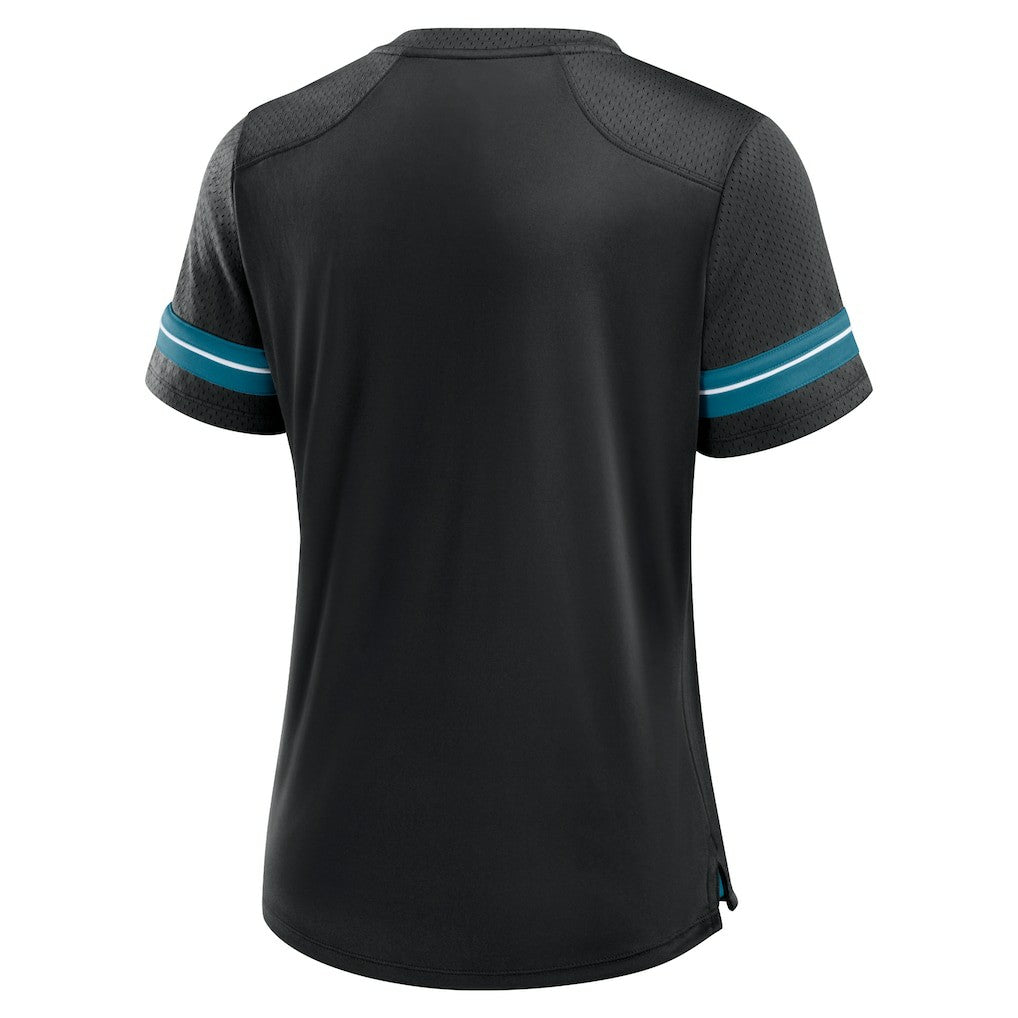 Jacksonville Jaguars Women's Play Script Lace-Up T-Shirt - Black T-shirts