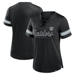 Las Vegas Raiders Women's Play Script Lace-Up T-Shirt - Black T-shirts