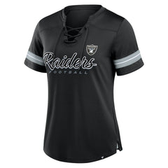 Las Vegas Raiders Women's Play Script Lace-Up T-Shirt - Black T-shirts