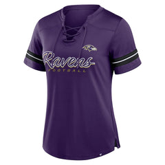 Baltimore Ravens Women's Play Script Lace-Up T-Shirt - Purple T-shirts