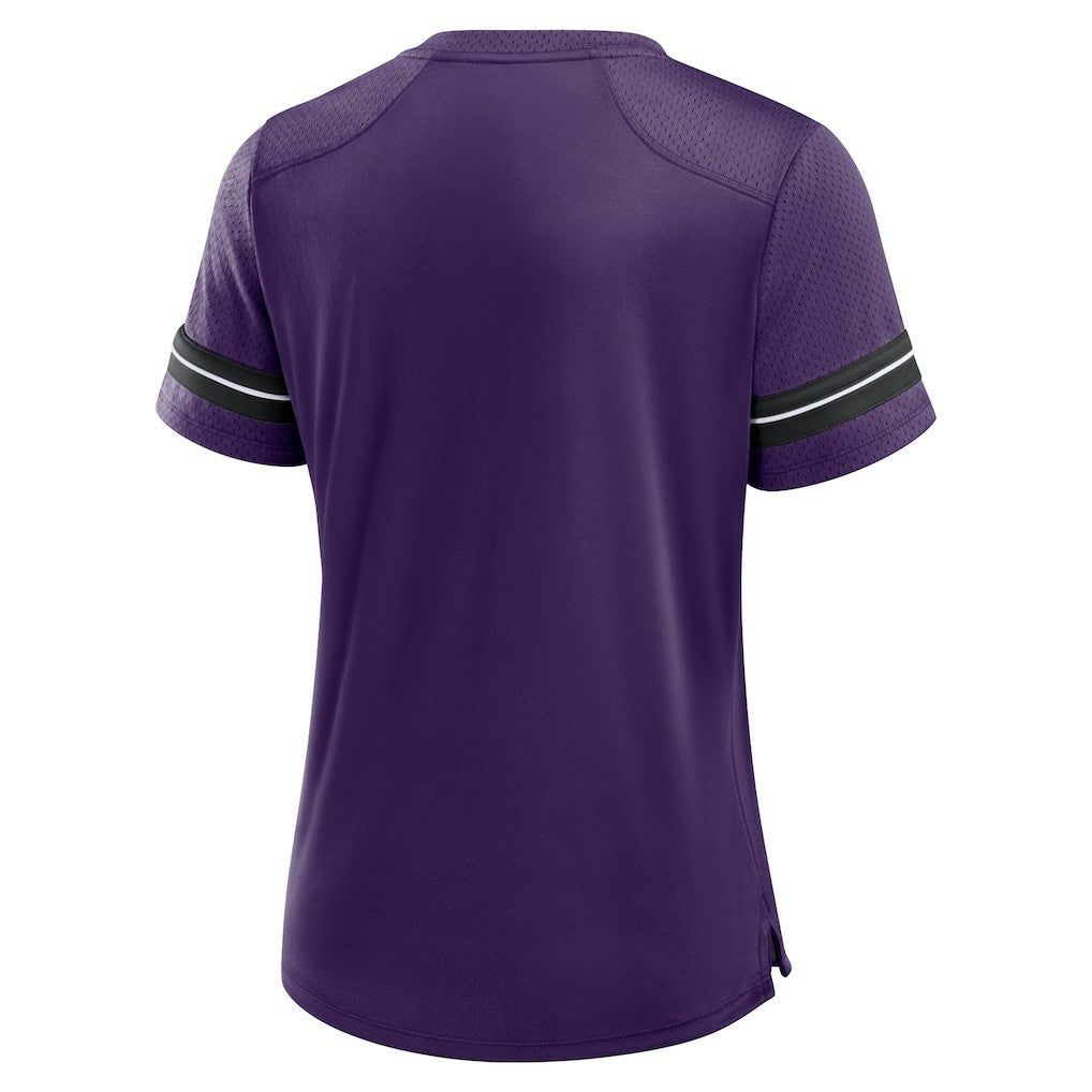 Baltimore Ravens Women's Play Script Lace-Up T-Shirt - Purple T-shirts
