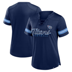 Tennessee Titans Women's Play Script Lace-Up T-Shirt - Navy T-shirts