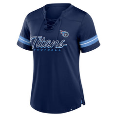 Tennessee Titans Women's Play Script Lace-Up T-Shirt - Navy T-shirts