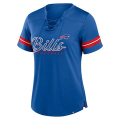 Buffalo Bills Women's Play Script Lace-Up T-Shirt - Royal T-shirts