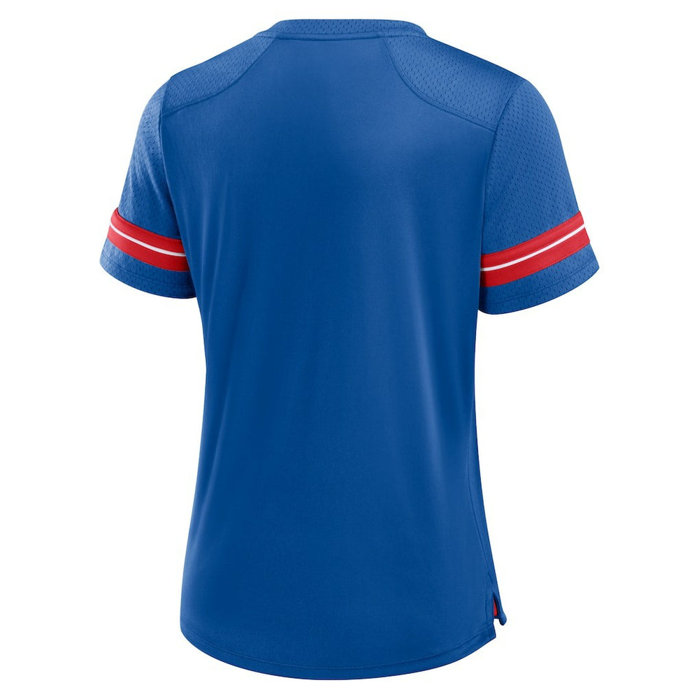 Buffalo Bills Women's Play Script Lace-Up T-Shirt - Royal T-shirts
