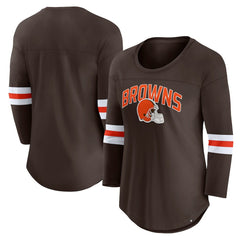 Cleveland Browns Women's First Team Arch Logo 3/4 Sleeve T-Shirt - Brown T-shirts