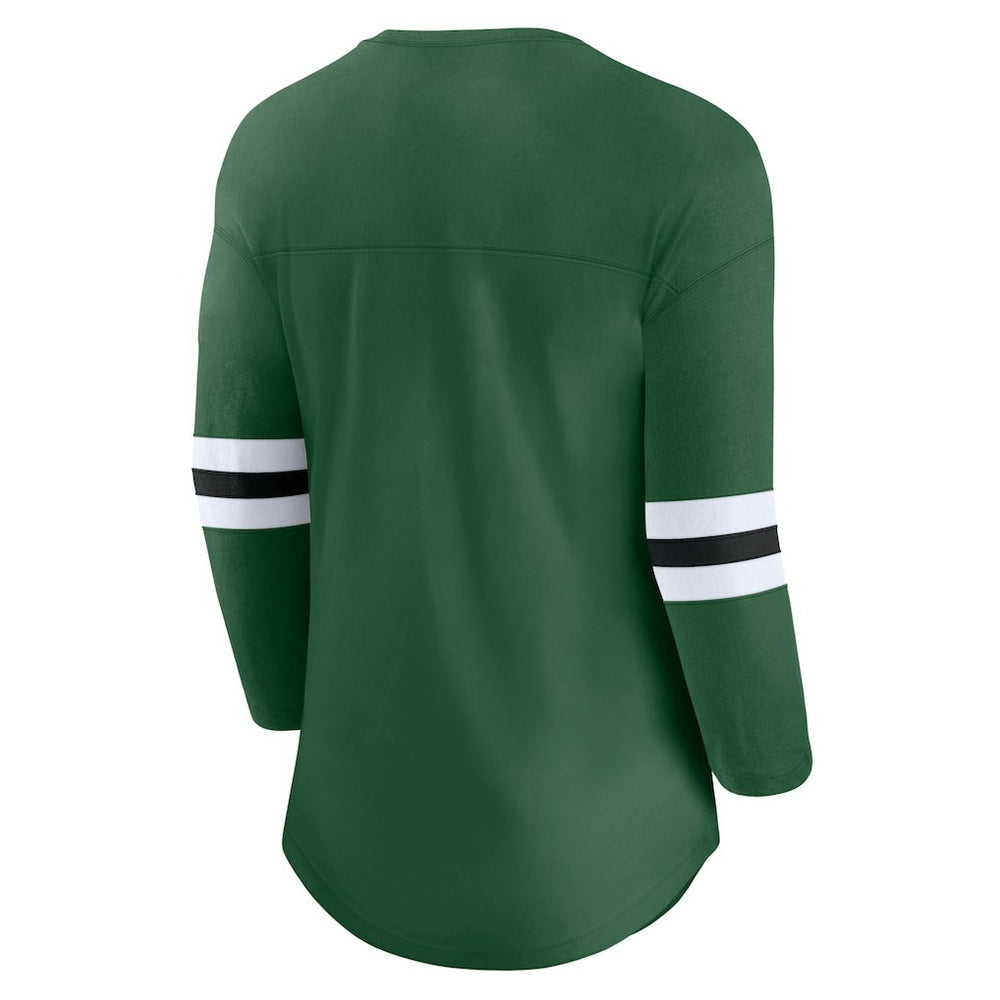 New York Jets Women's First Team Arch Logo 3/4 Sleeve T-Shirt - Green T-shirts
