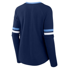 Tennessee Titans Women's Won and Done Lace-Up Long Sleeve Fashion Top - Navy Tops