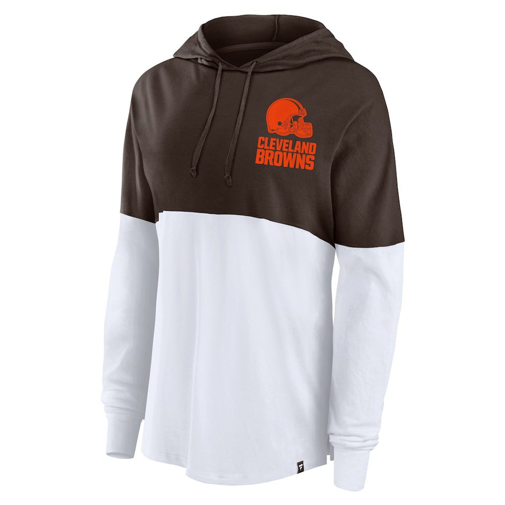 Cleveland Browns Women's Backup Option Long Sleeve Hoodie T-Shirt - Brown/White Hoodies