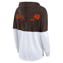 Cleveland Browns Women's Backup Option Long Sleeve Hoodie T-Shirt - Brown/White Hoodies