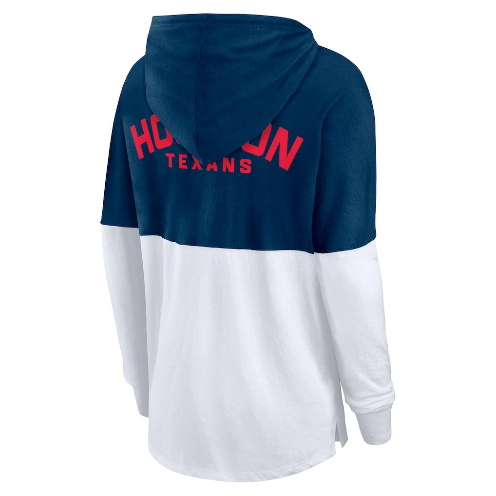 Houston Texans Women's Backup Option Long Sleeve Hoodie T-Shirt - Navy/White Hoodies