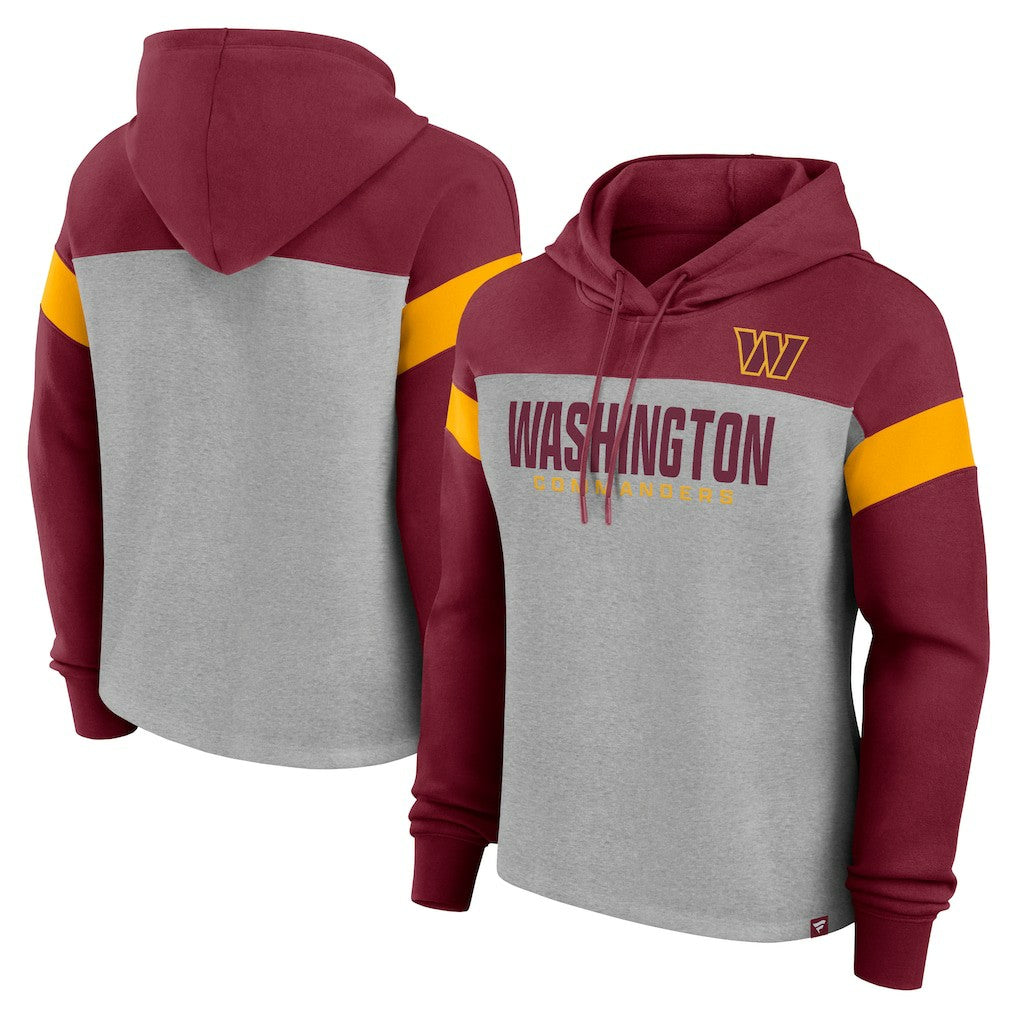 Washington Commanders Women's Bold Play Call Pullover Hoodie - Heather Gray/Burgundy Hoodies