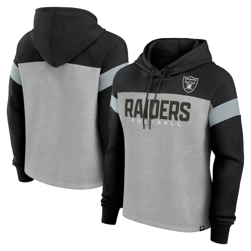 Las Vegas Raiders Women's Bold Play Call Pullover Hoodie - Heather Gray/Black Hoodies
