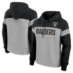 Las Vegas Raiders Women's Bold Play Call Pullover Hoodie - Heather Gray/Black Hoodies