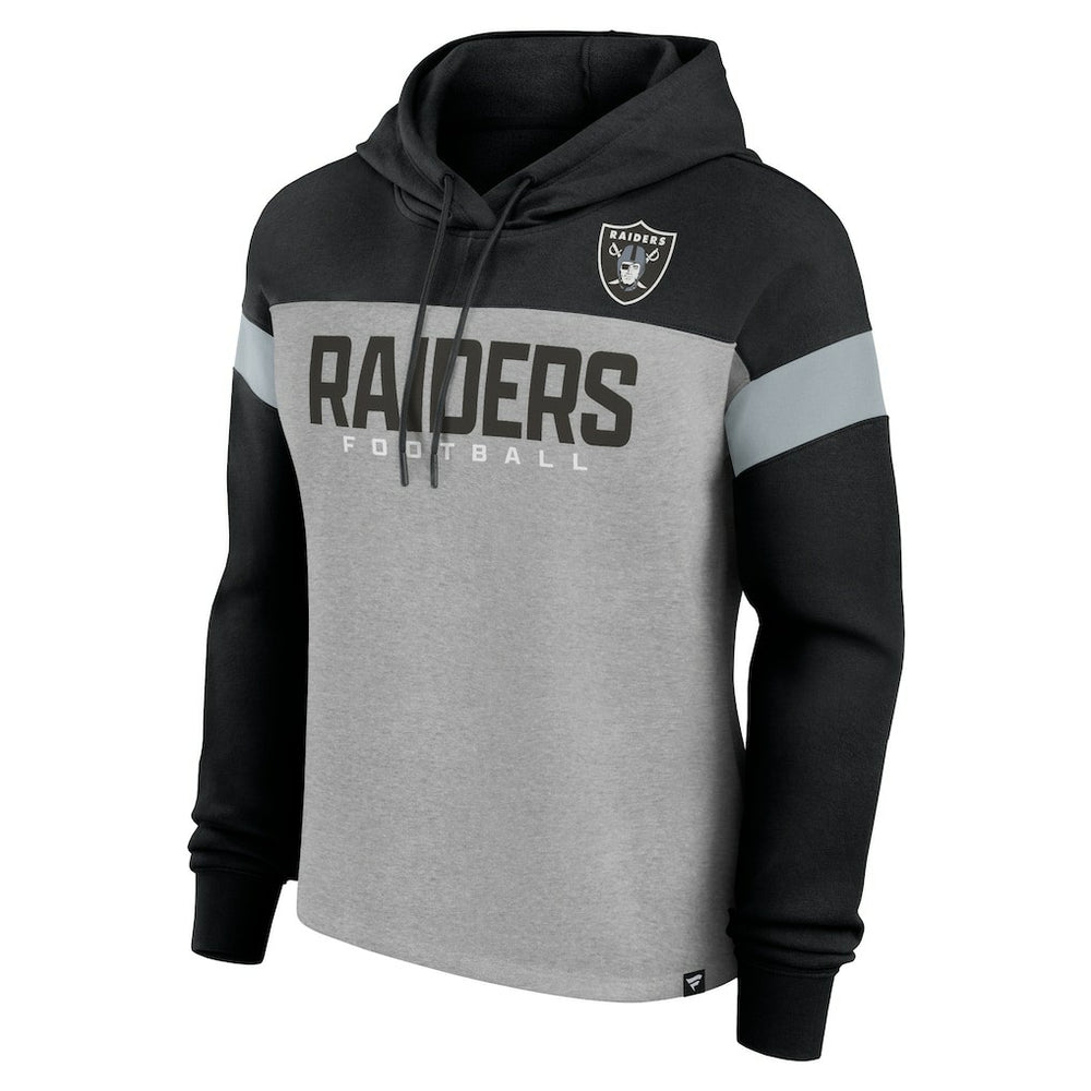 Las Vegas Raiders Women's Bold Play Call Pullover Hoodie - Heather Gray/Black Hoodies