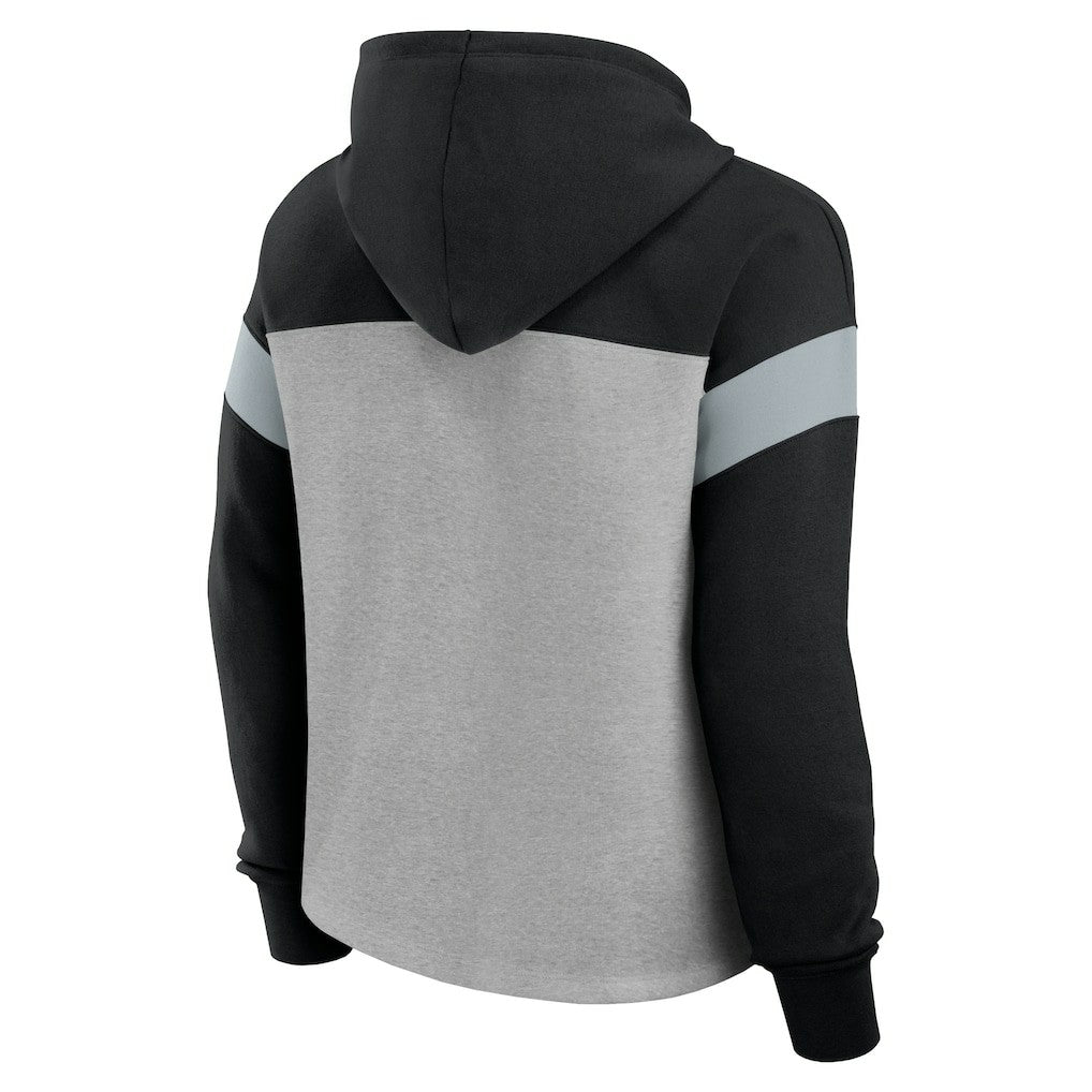 Las Vegas Raiders Women's Bold Play Call Pullover Hoodie - Heather Gray/Black Hoodies