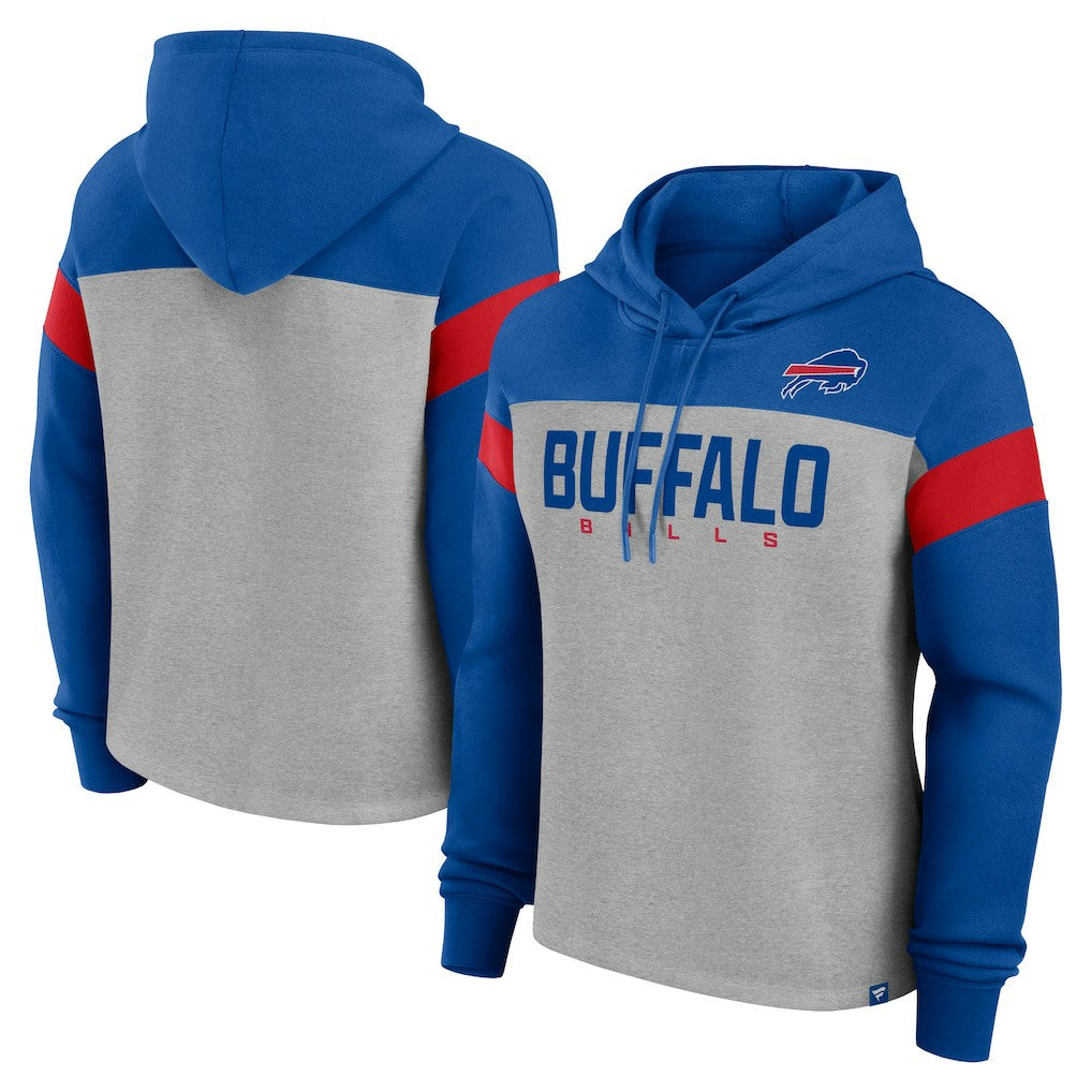 Buffalo Bills Women's Bold Play Call Pullover Hoodie - Heather Gray/Royal Hoodies