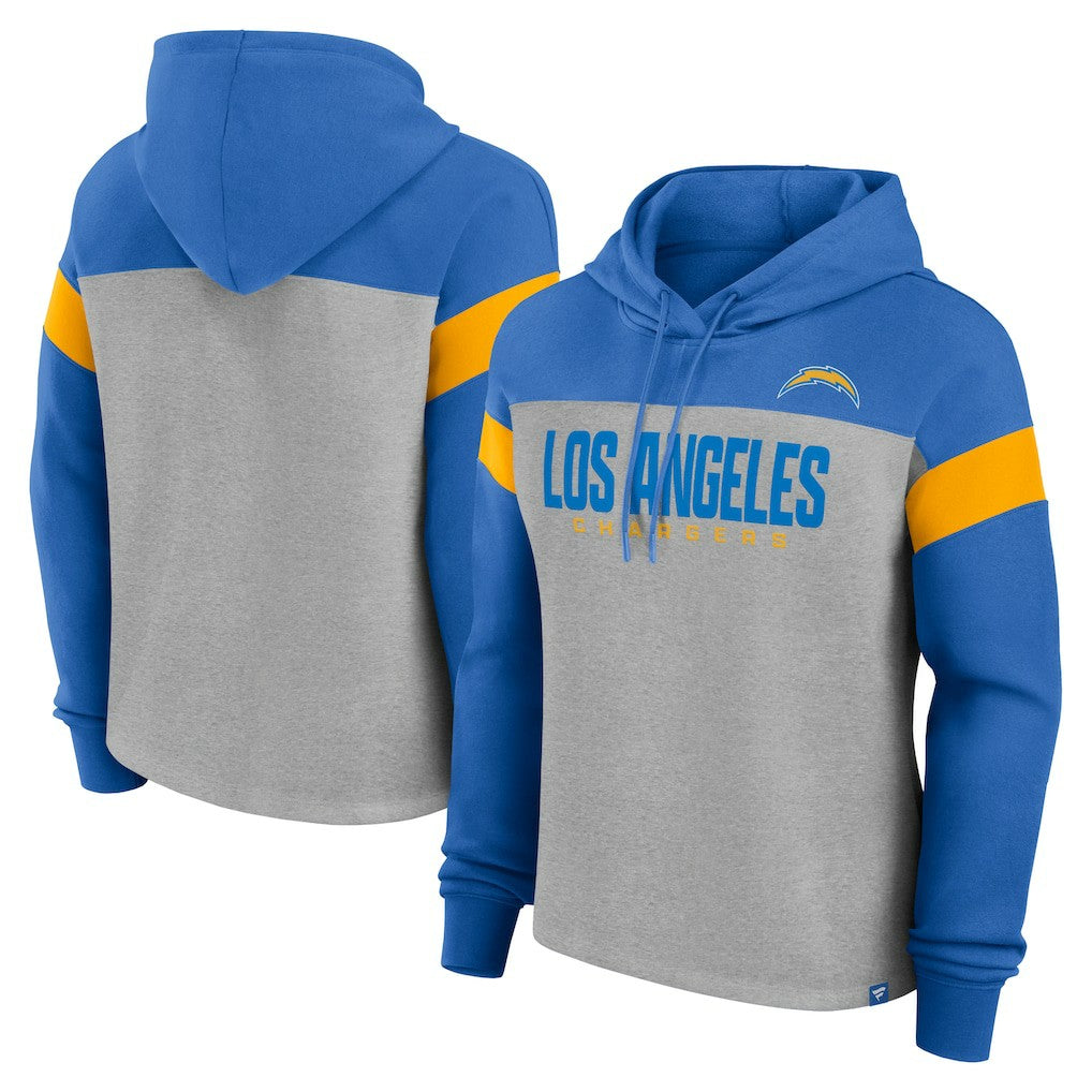 Los Angeles Chargers Women's Bold Play Call Pullover Hoodie - Heather Gray/Powder Blue Hoodies