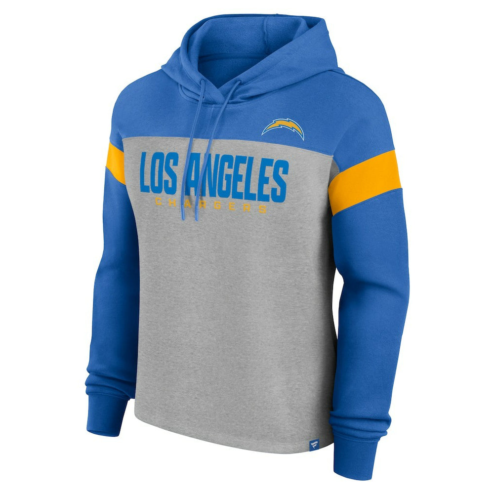 Los Angeles Chargers Women's Bold Play Call Pullover Hoodie - Heather Gray/Powder Blue Hoodies