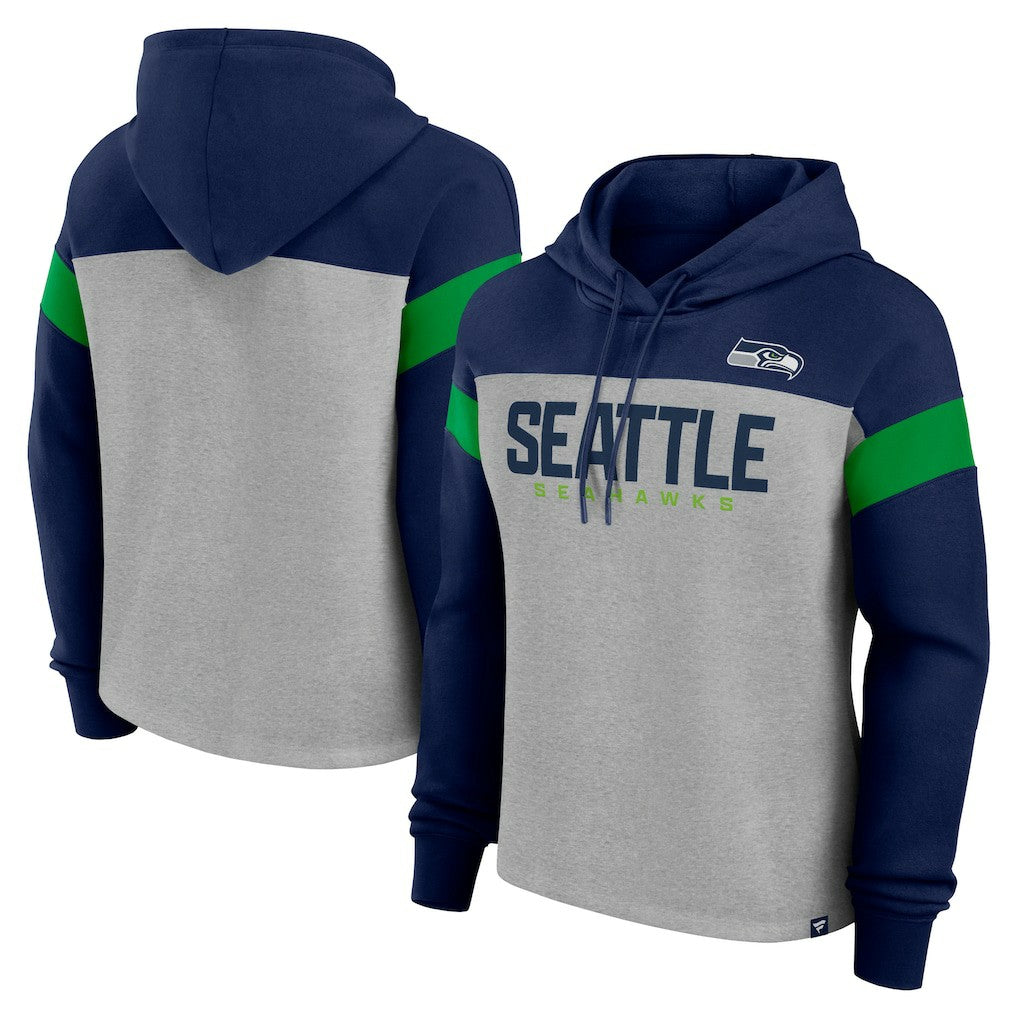 Seattle Seahawks Women's Bold Play Call Pullover Hoodie - Heather Gray/College Navy Hoodies