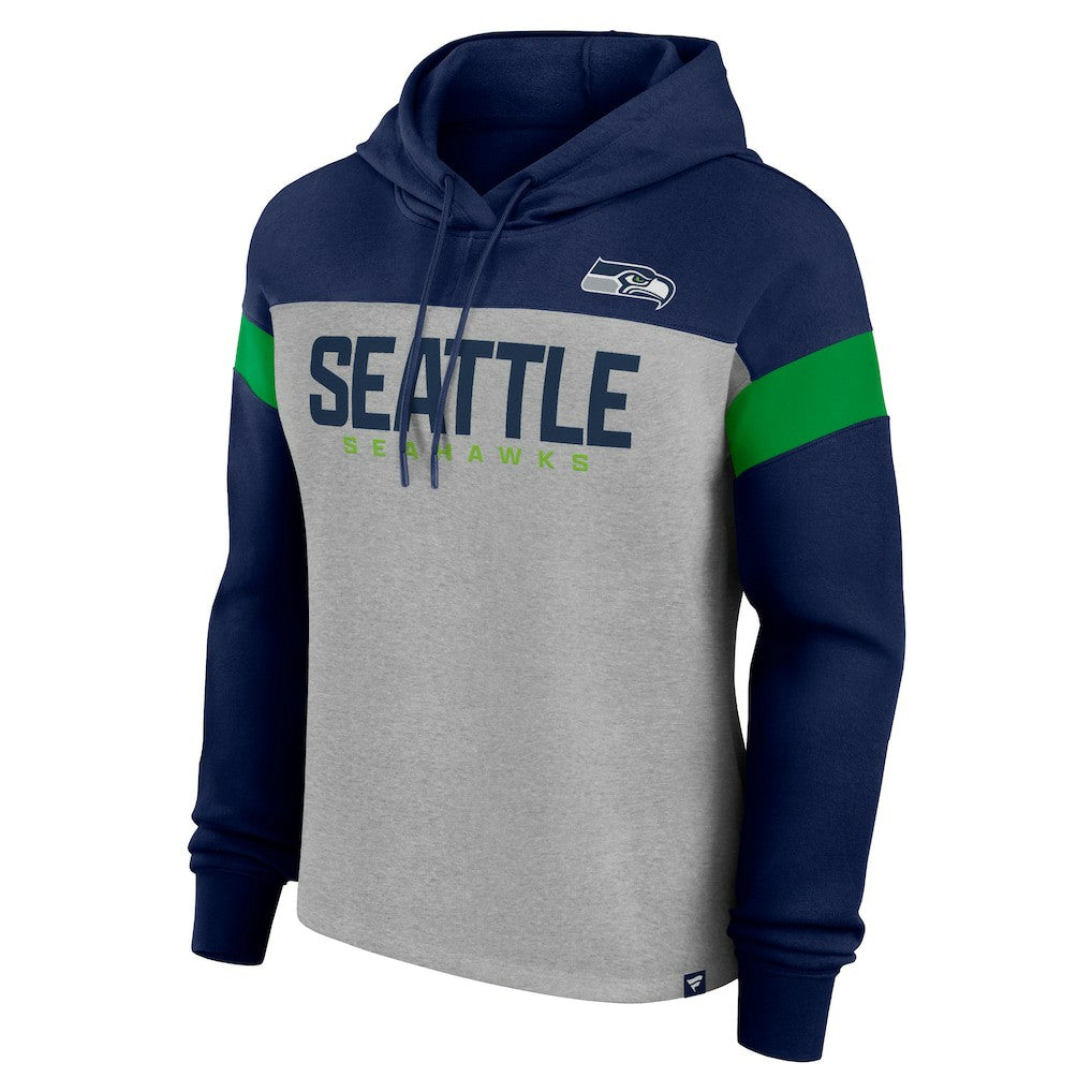 Seattle Seahawks Women's Bold Play Call Pullover Hoodie - Heather Gray/College Navy Hoodies