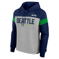 Seattle Seahawks Women's Bold Play Call Pullover Hoodie - Heather Gray/College Navy Hoodies