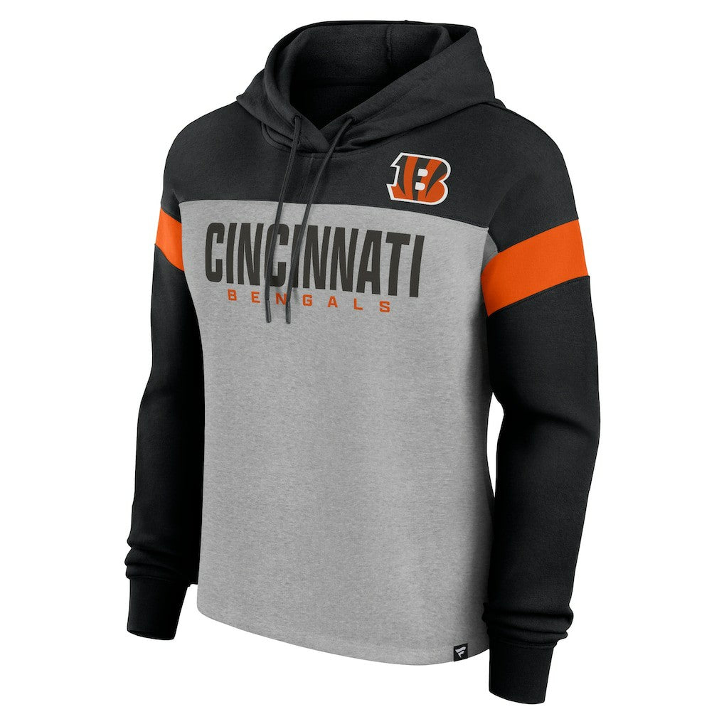 Cincinnati Bengals Women's Bold Play Call Pullover Hoodie - Heather Gray/Black Hoodies