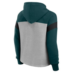 Philadelphia Eagles Women's Bold Play Call Pullover Hoodie - Heather Gray/Midnight Green Hoodies