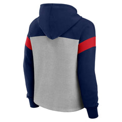 New England Patriots Women's Bold Play Call Pullover Hoodie - Heather Gray/Navy Hoodies