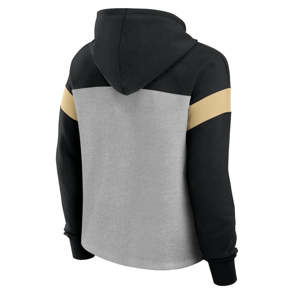 New Orleans Saints Women's Bold Play Call Pullover Hoodie - Heather Gray/Black Hoodies