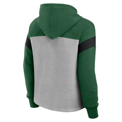 New York Jets Women's Bold Play Call Pullover Hoodie - Heather Gray/Green Hoodies