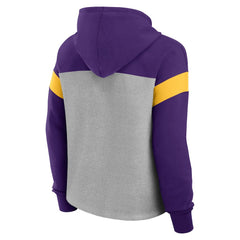 Minnesota Vikings Women's Bold Play Call Pullover Hoodie - Heather Gray/Purple Hoodies