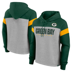 Green Bay Packers Women's Bold Play Call Pullover Hoodie - Heather Gray/Green Hoodies