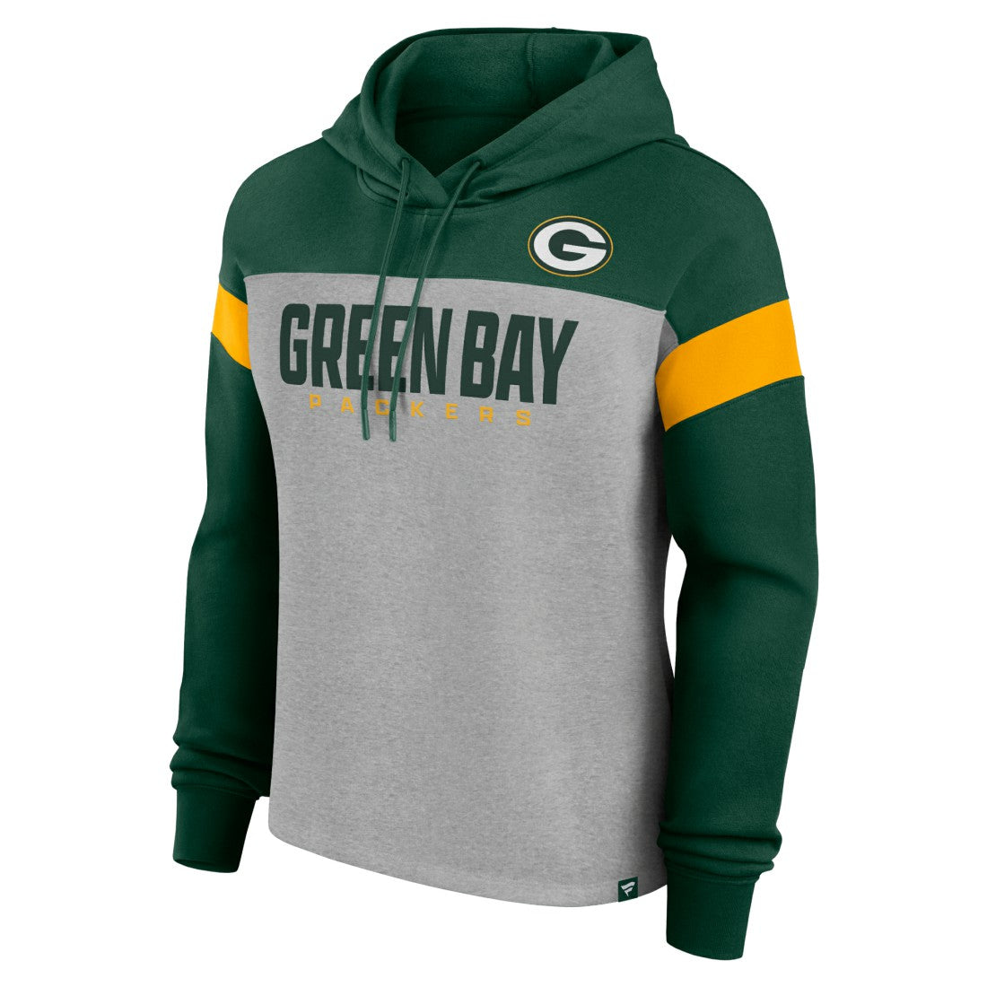 Green Bay Packers Women's Bold Play Call Pullover Hoodie - Heather Gray/Green Hoodies