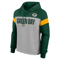 Green Bay Packers Women's Bold Play Call Pullover Hoodie - Heather Gray/Green Hoodies