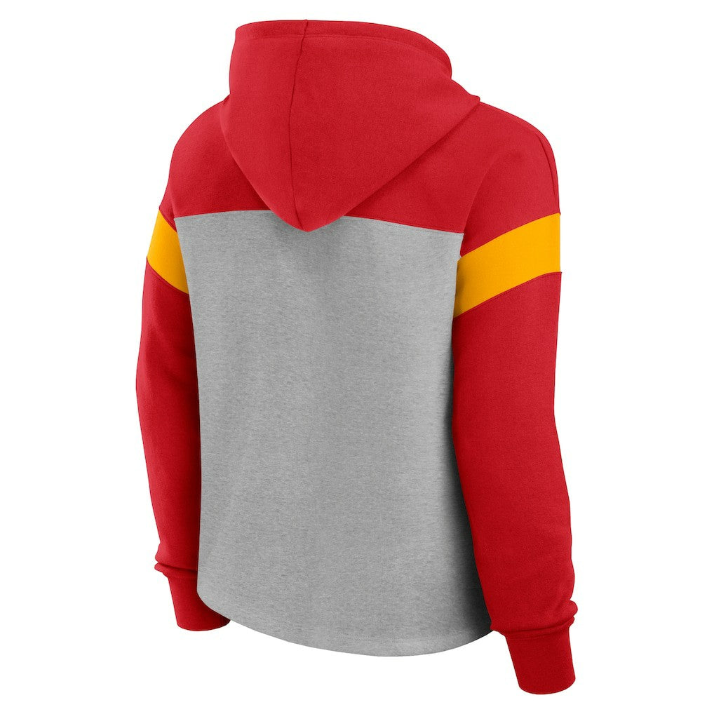 Kansas City Chiefs Women's Bold Play Call Pullover Hoodie - Heather Gray/Red Hoodies